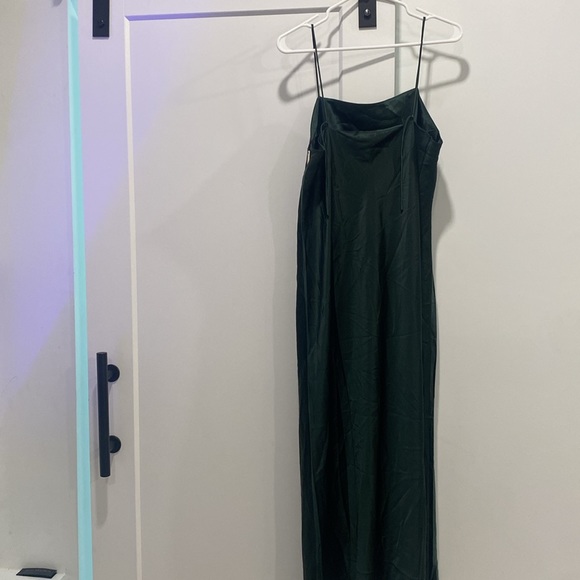 Banana Republic Edina Silk Midi Dress New Hunter Green large Tall L T 100% Silk - Picture 7 of 10